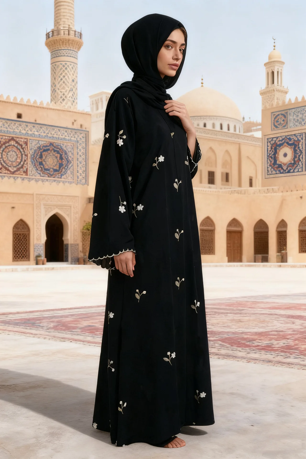 

Скромная модная исламская одежда, высокое качество, роскошный дизайн с цветочной вышивкой, мусульманское платье Абая с длинным рукавом, элегантная Дубайская Абая