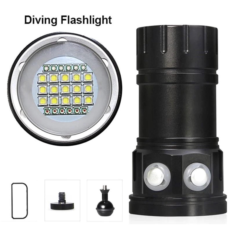 LED Diving Flashlight Underwater 100M XML2 Blue White Red light Photography Video Camera Tactical Scuba Video Dive Lamp