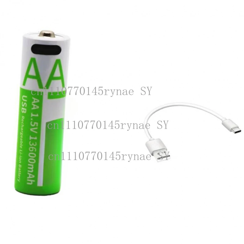 13600mAh High Capacity AA Li-ion Rechargeable Battery For Toys Remotes Home Office Devices Long Lasting With USB-C Cable