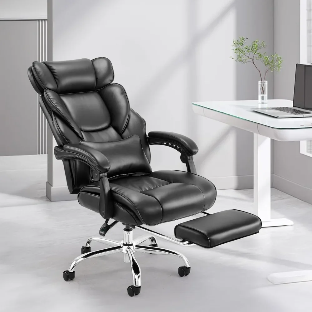 Office Chair with Footrest-Ergonomic Computer Chair with Extra Lumbar Support Pillow High Back Executive Desk Chair