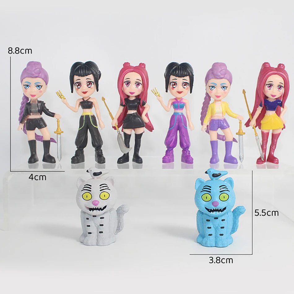 ฟิกเกอร์ Kpop Demon Hunters รุ่น Q ชุด 8 ตัว ของเล่นตุ๊กตา Derpys Tiger Rumi Mira Zoey Sussy ของสะสมสำหรับแฟนคลับ