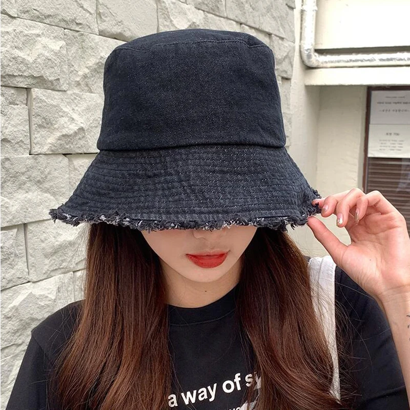 2022 New Foldable Fisherman Hat Washed Denim Bucket Hats Unisex Fashion Bob Caps Hip Hop Gorros Men Women Panama Bucket Cap