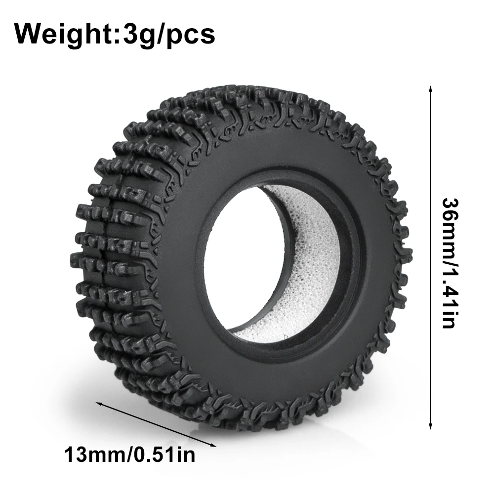 1/30 Rc Crawler Tires 36mm 0.7in Soft Rubber All Terrain Tyres For 1/30 Rock Mud Car Axial Scx30 Ascent-32 Tires Upgrade Parts