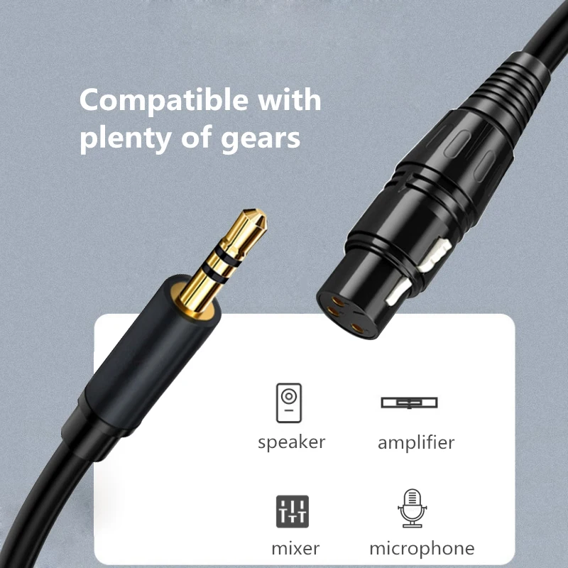 Jack 3,5mm para microfone XLR, alto-falantes, Audio Hi-Fi Cable, XLR fêmea para 3,5 macho, Aux Mic Cord para filmadoras, câmeras DSLR, amplificador