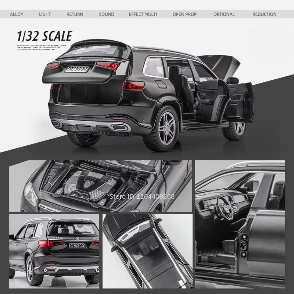 1:32 Scale GLS580 G65 SUV Car Model Toy Diecast Metal Simulation Sound Light Pull Back Vehicles Models Collection Best Gifts