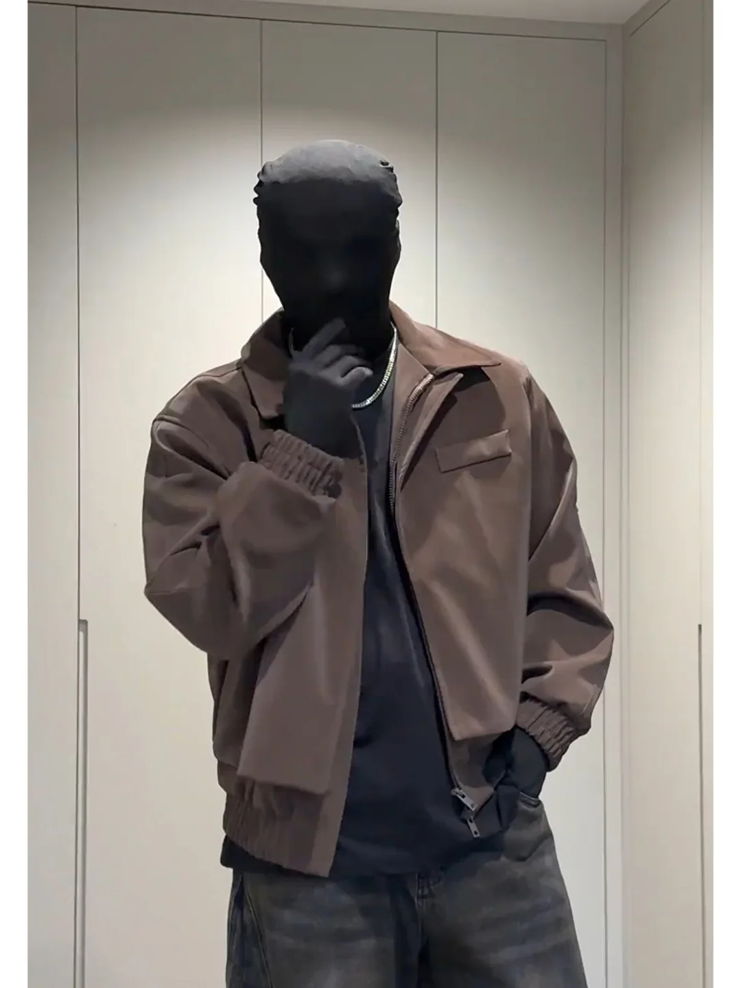 

Cleanfit American Sle Padded oulder Leather Jaet Men's Autumn High Sensation Cool Collar Flight Baseball Jaet