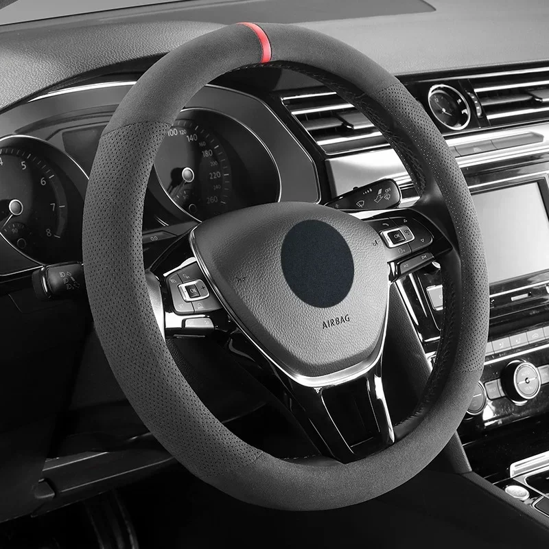 Suede Car Steering Wheel Cover for Both Male and Female Ultra-Thin Sweat-Absorbent Non-Slip Simple Fashion Back To The Standard