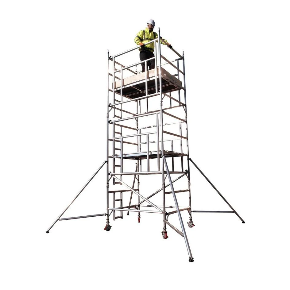

China Price 6M 12M Foldable Mobile Double Platform Ladders Narrow Aluminium Work Mini Scaffolding for Construction