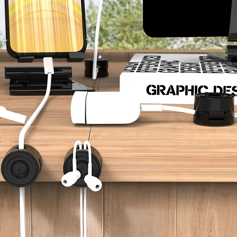 6PCS Data Cable Magnetic Cable Manager Cable Management Buckle Clamp Compatible With Headphone Cable Data Cable Charging Cable