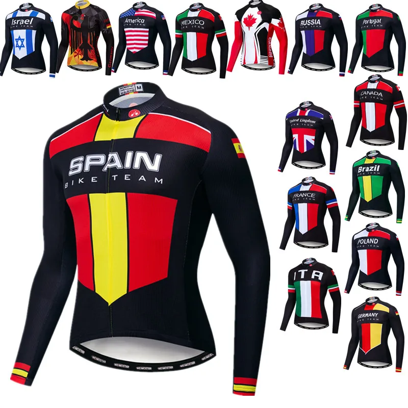

Spain Cycling Jersey Long Sleeve Men Autumn Bike Jersey Breathable Road Biking Shirt Road Cycling Clothing Tops Bicycle Jackets