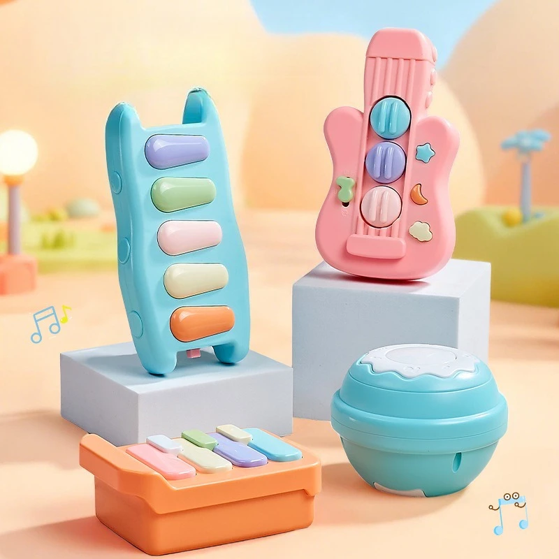 Interactive Musical Light Truck Toy with Piano Guitar Drums for Baby Toddler Early Educational Sensory Friction Powered Vehicle
