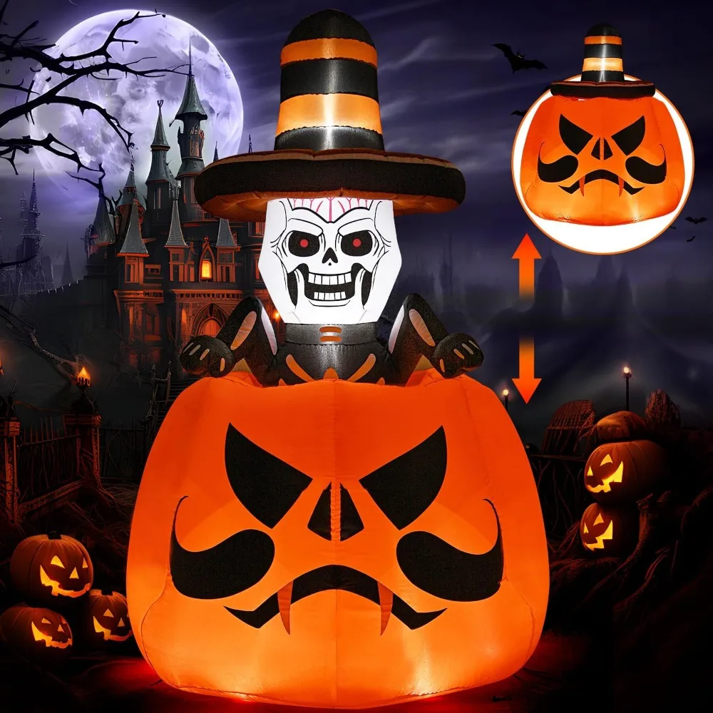 

7 FT Halloween Inflatables Outdoor Decorations Halloween Up From The Pumpkin, for Holiday Indoor Party Garden Lawn Decor