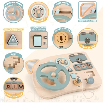 Montessori Toy Steering Wheel Wooden Busy Board Wooden Sensory Toys for Toddlers…