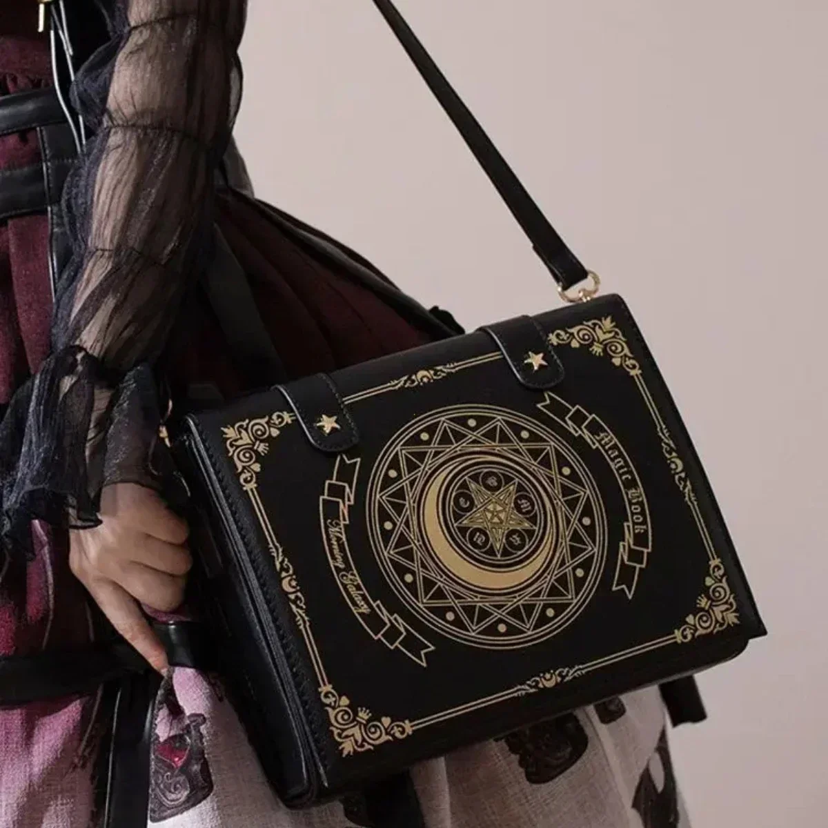 

Y2K Korean Gothic Square Black Shoulder Bag Harajuku Vintage Aesthetic Purses Luxury Designer Handbags Messenger Tote Bags Women