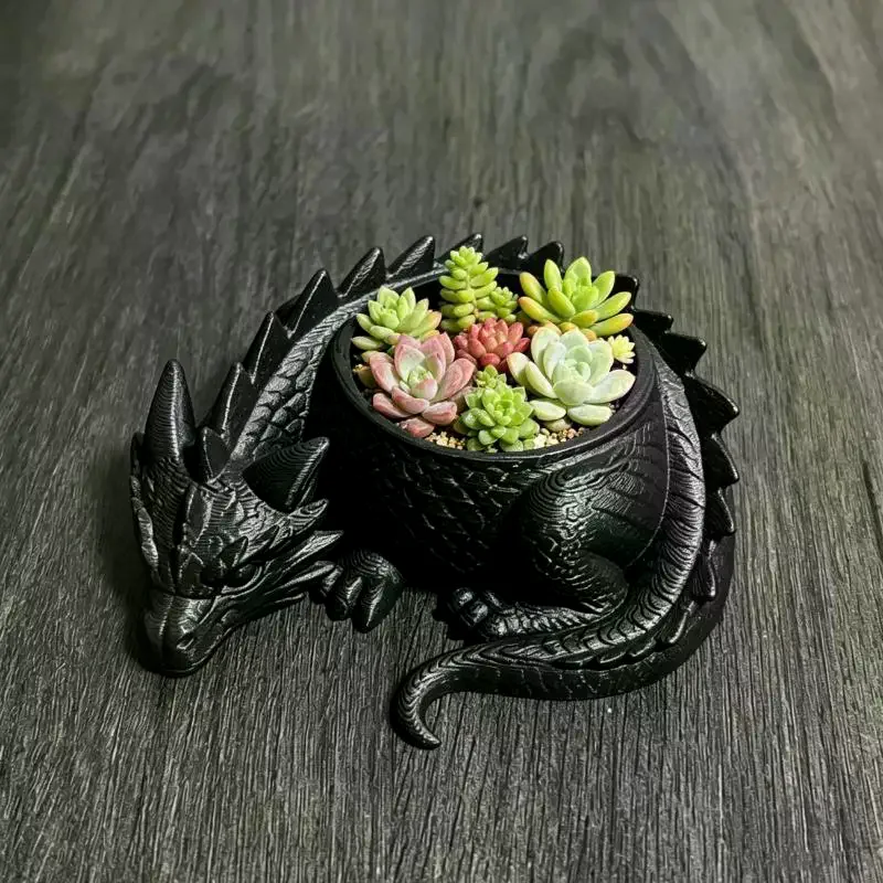 3D Printed Dragon Shaped Plant Pot Plastic Funny Flower Container Handmade Growing Pots Jewelry Storage Tray For Home Decoration