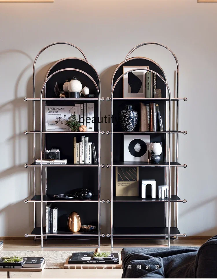 

Black storage bookshelf, living room display against the wall, study entrance shelf
