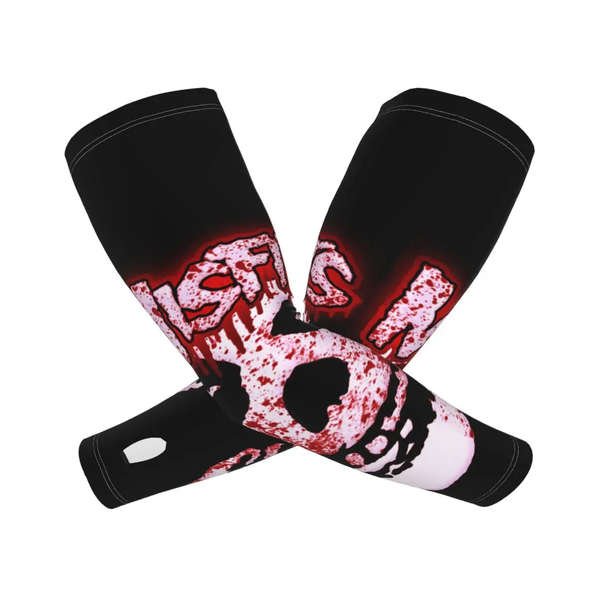 Manicotti per braccia da esterno con teschio Misfits, copertura di protezione solare UV, maniche per tatuaggi da ciclismo in seta ghiacciata estiva