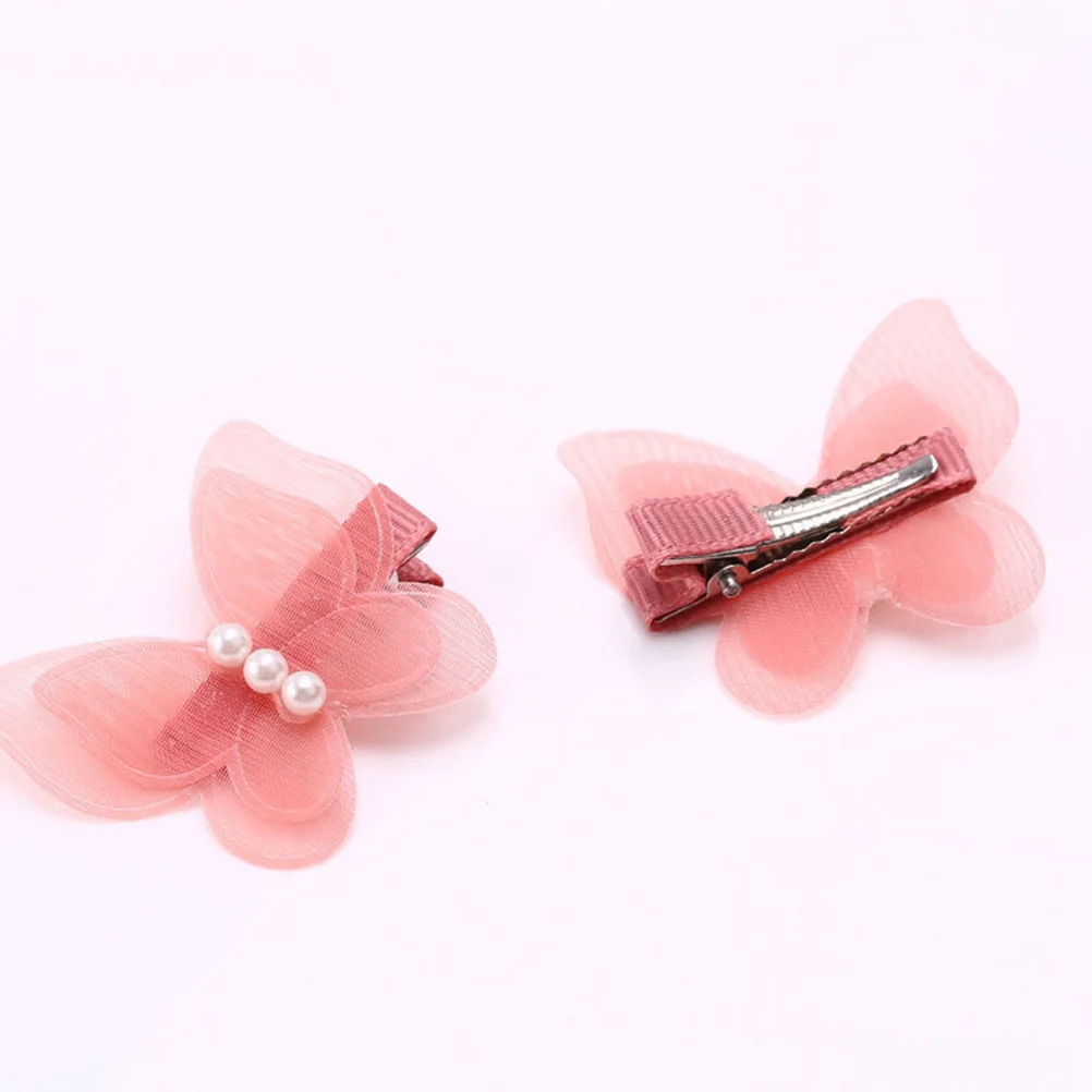 

10 pcs Kids Hair Clips Clip Chiffon Bow Pearl Mesh Shaped Hairpin For Baby Girls Toddlers Daily Party Wear Mixed Colors Safe
