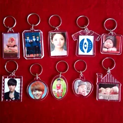 10 pcs/Lot Blank Acrylic Insert Photo Picture Frame Keyring Keychain  Holder DIY Split Ring Key Chain For Gift