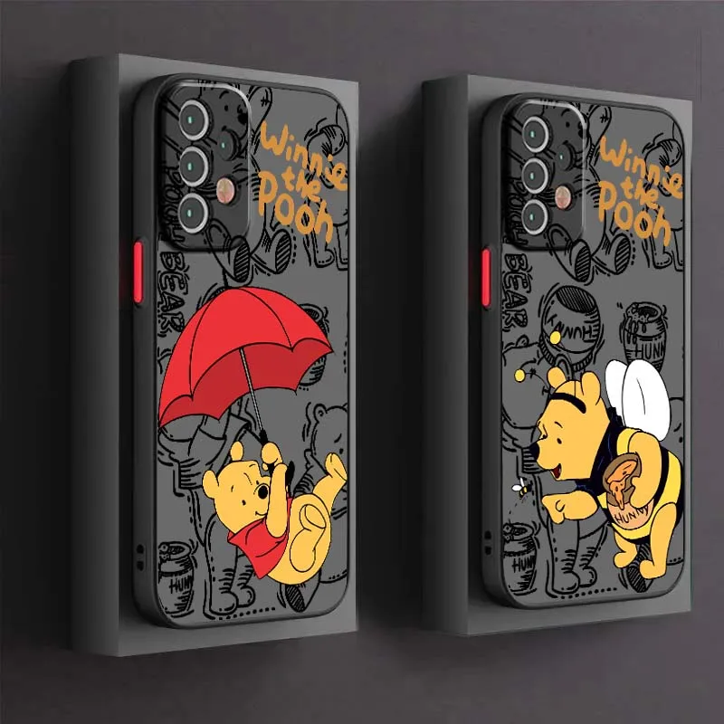 

Disney Winnie the Pooh For Samsung A73 A72 A71 A55 A54 A53 A52 A51 A35 A25 A15 A14 5G Frosted Translucent Phone Case