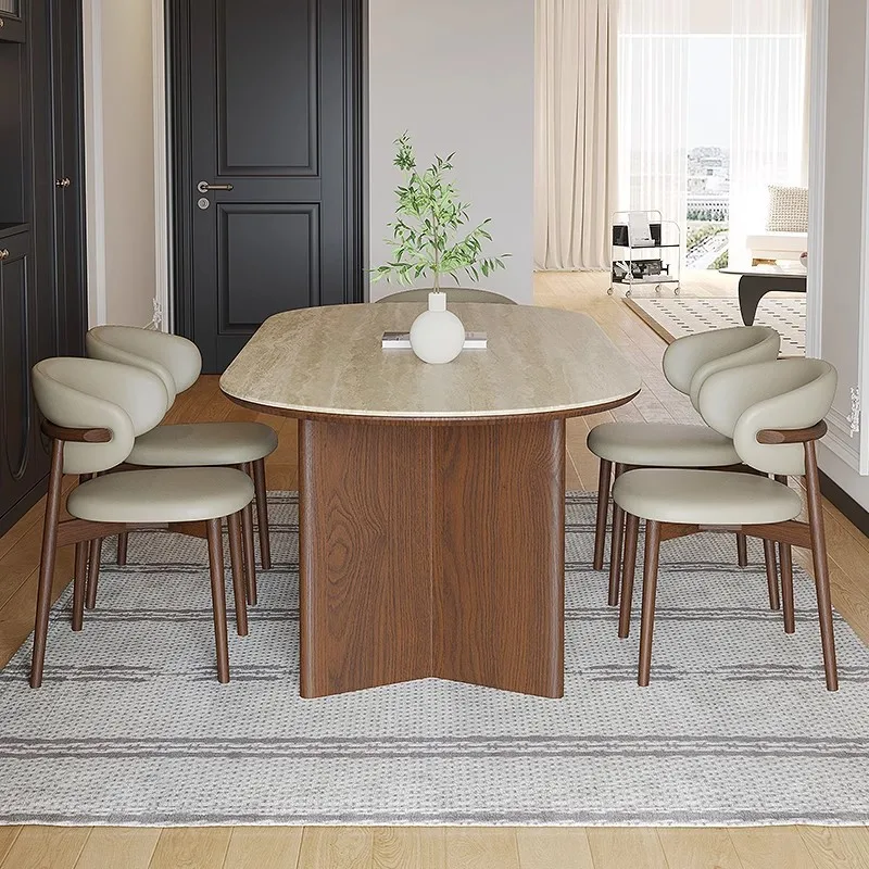 Picture 5: Mid-century luxury modern oval solid wood dining table and chair set