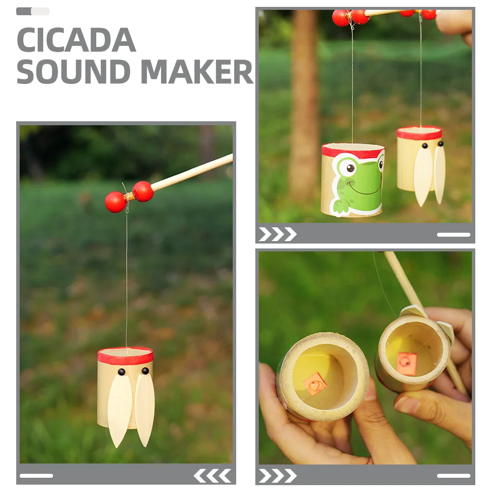 

2Pcs Sound Making Cicada Kids Educational Bamboo Shaking Instrument for Early Learning Hand-Eye Coordination Outdoor