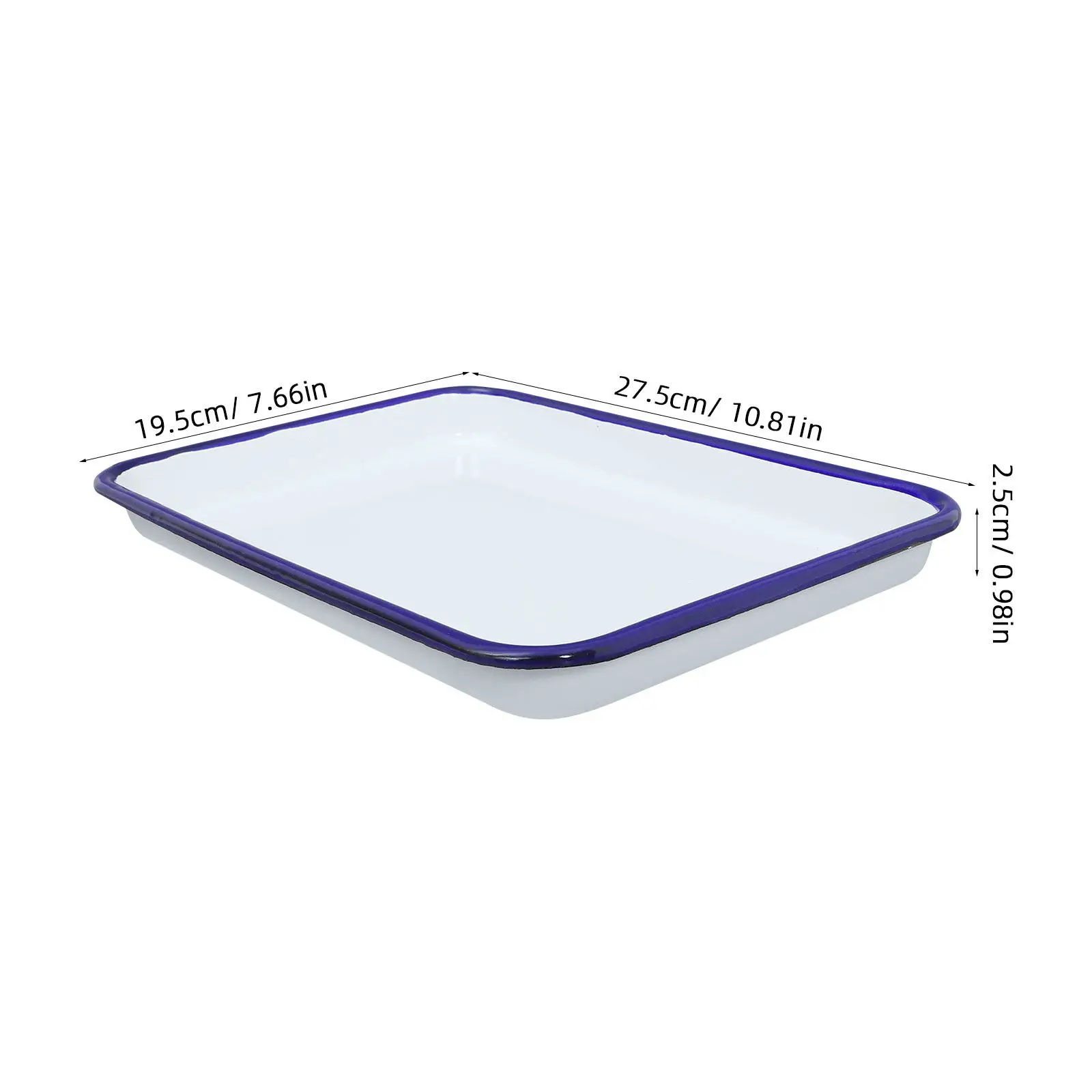 White Enamel Rectangular Serving Tray Sleek Scratch-Resistant Fruit Bread Snack Appetizer Dessert Tray Serving Platter