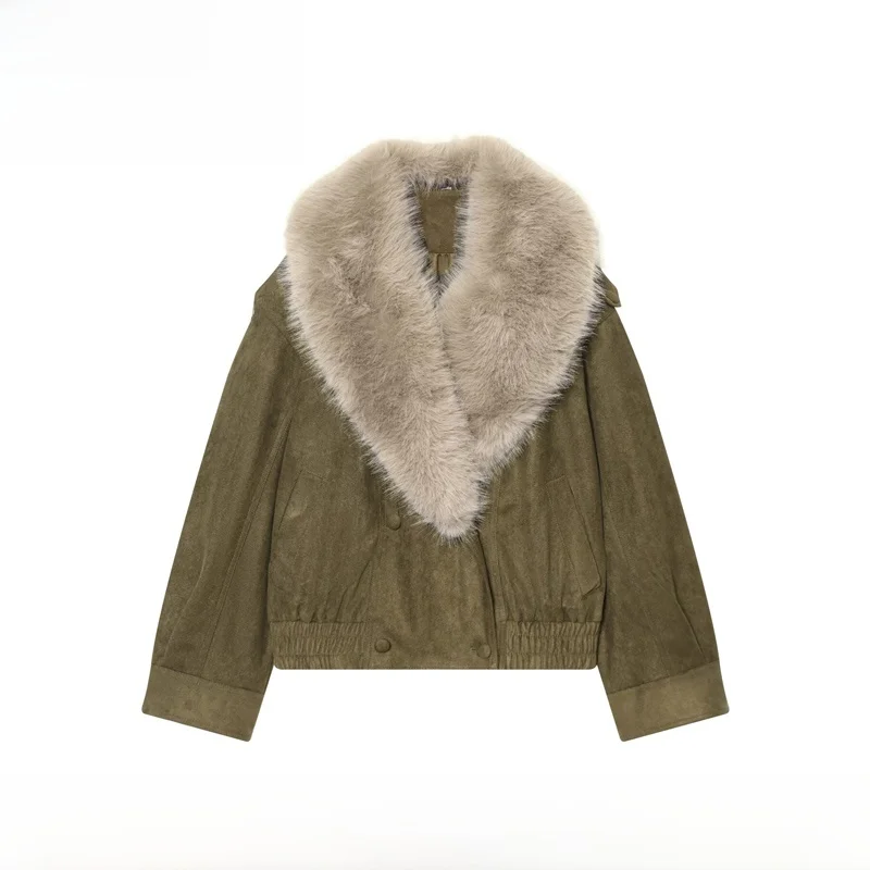 

EVEA New Women's Faion Artificial Fur Velvet Texture Jaet Coat Polyester Fiber Thiened Long Sve Regular Length