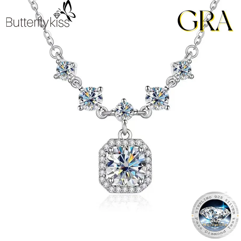 

Butterflykiss 1/2CT D Color Moissanite Diamond Pendant Necklace 925 Sterling Silver Neck Chain Necklaces With GRA Gift For Women
