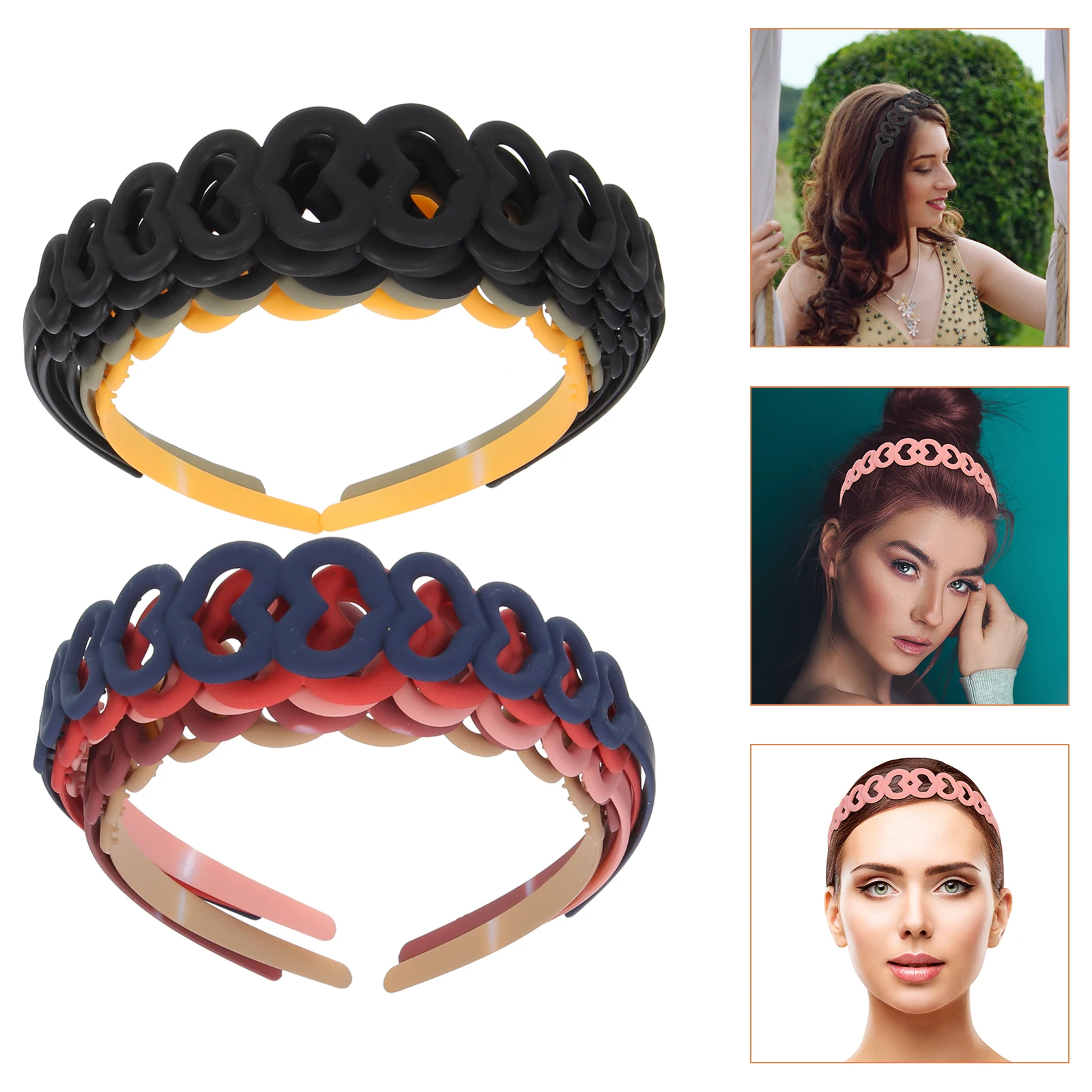 

12pcs Love Heart Headbands Wide Stylish Women'S Plastic Fashion Novelty Valentine'S Day Decorative Hair Hoops For