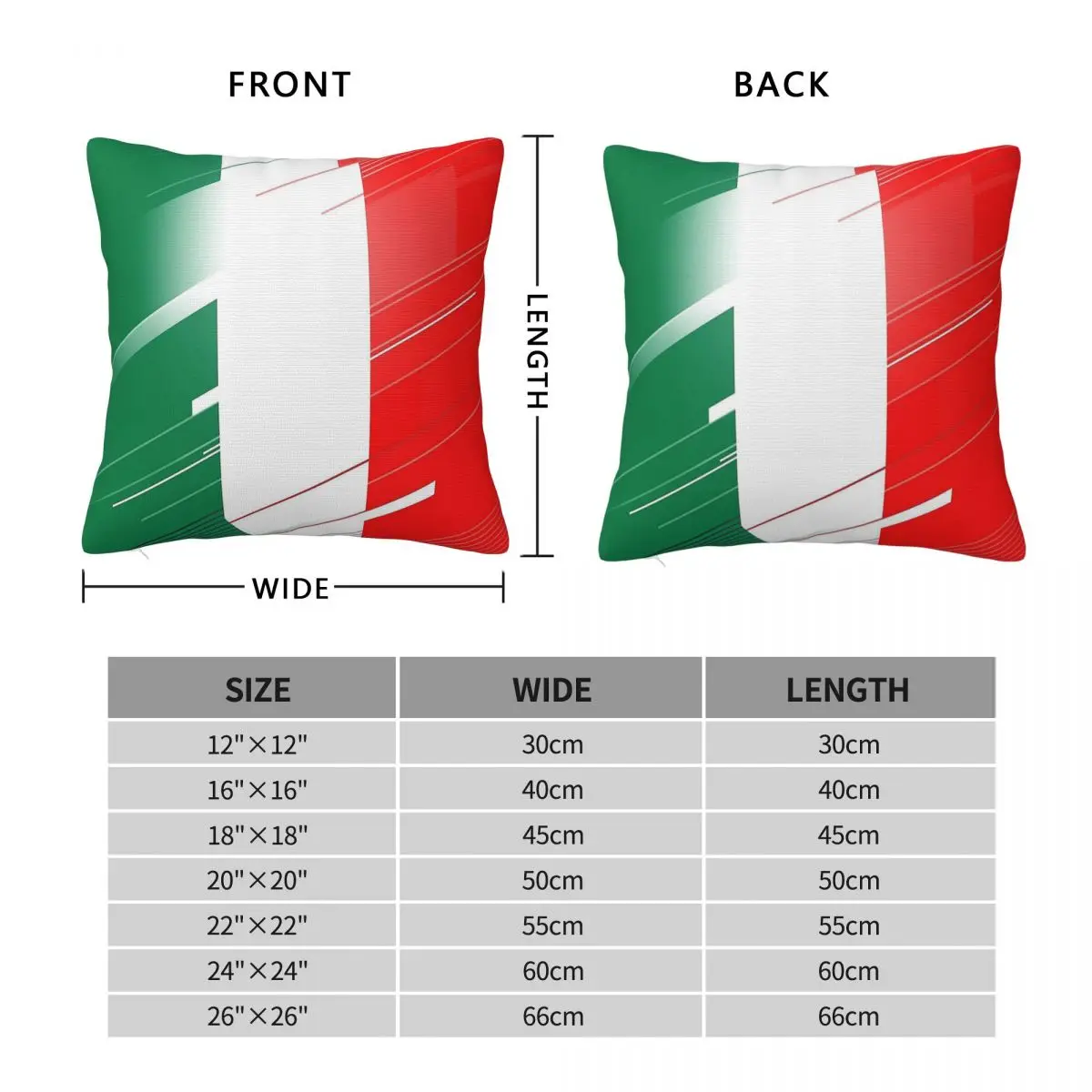 Italy Flag Pillowcase Polyester Linen Velvet Creative Zip Decor Pillow Case Home Cushion Cover