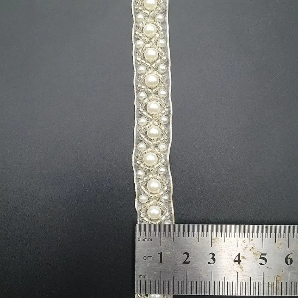 1 Yard Giltter Pearl Braid Lace Ribbon Wedding Dress Garment Collar Cuff Decoration Sewing Applique DIY Craft Vintage Lace Trim