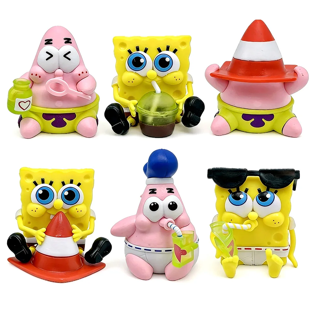 SpongeBob Schwammkopf, Patrick Star, Thaddäus Tentakel, Krabbenburger Anime-Figur - Sammlermodell-Puppe Blindbox-Spielzeug für Kinder