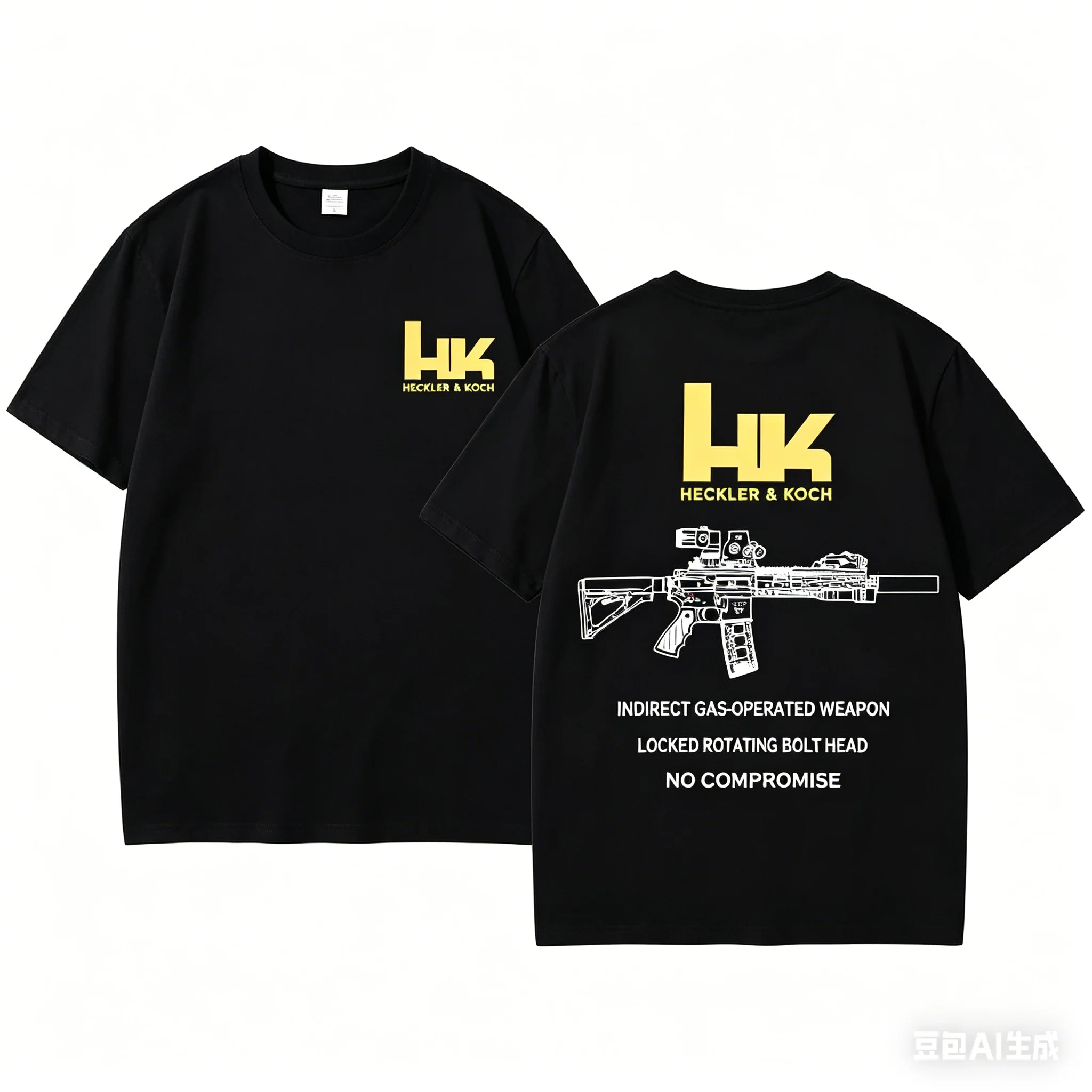 HK Fashion Design The M4 Rifle Men's Casual Tide Restoring Ancient Ways with Short Sleeves Casual Wear Summer Cotton T-shirt