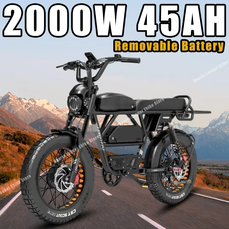 

Ebike X-Black Knight Adult 2000W Dual Motor 48V45AH Dual Batteries 20*4.0 Inch Fat Tire Electric Bicycle Off-road Electric Bike