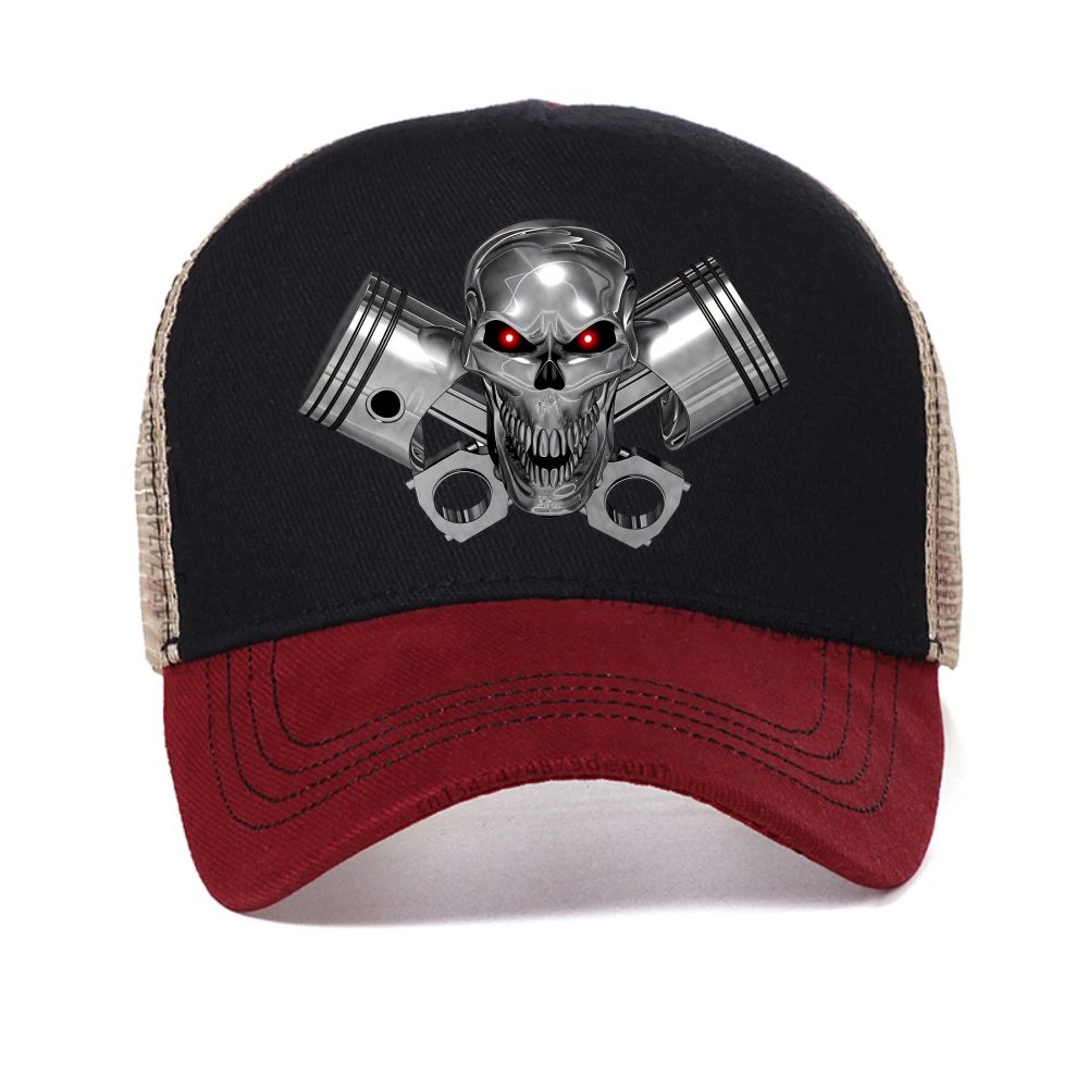 

Creative printing Steel Mechanical Skull hat cool Motorcycle Engine Piston baseball cap adjustable hats for man