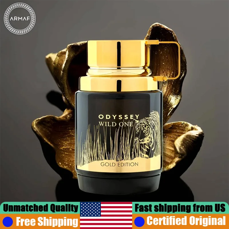 Armaf Odyssey Wild One Gold Edition EDP Spray 3.4 Onzas, Perfumes Árabes Originales, Colonia Amaderada Especiada de Larga Duración para Hombre