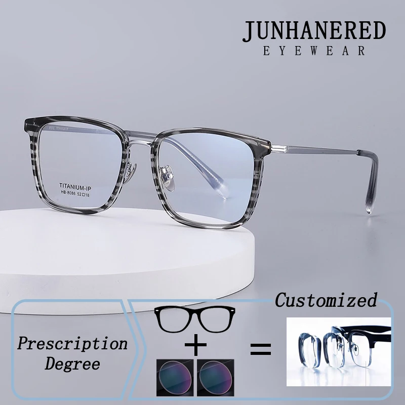 

Fashion Brand Leisure Titanium Square Frame Photochromic Prescription Glasses Anti Blue Light Presbyopic Short Sight Men Eyewear
