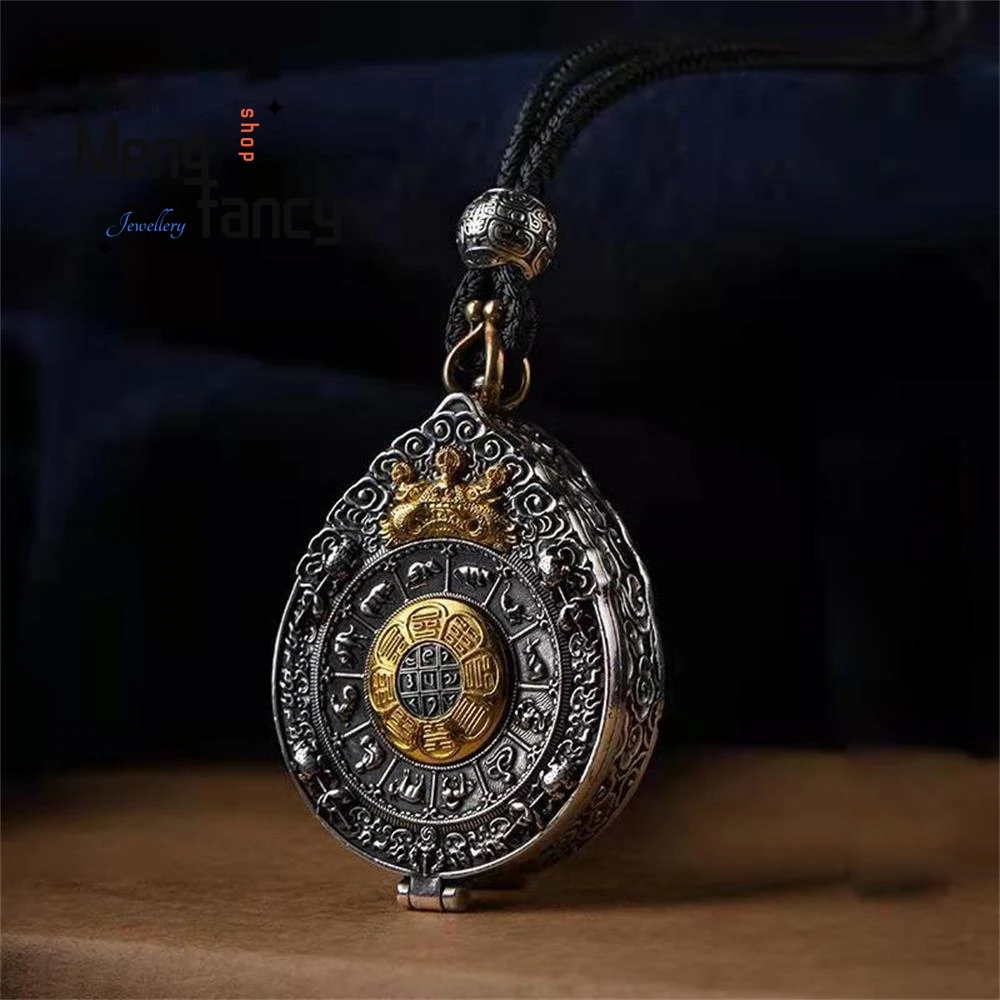 

Nine Palace Gossip Card Gaou Box Built-in Silver-plated Pendant Exquisite High-grade Luxury Quality Fashion Jewelry Holiday Gift