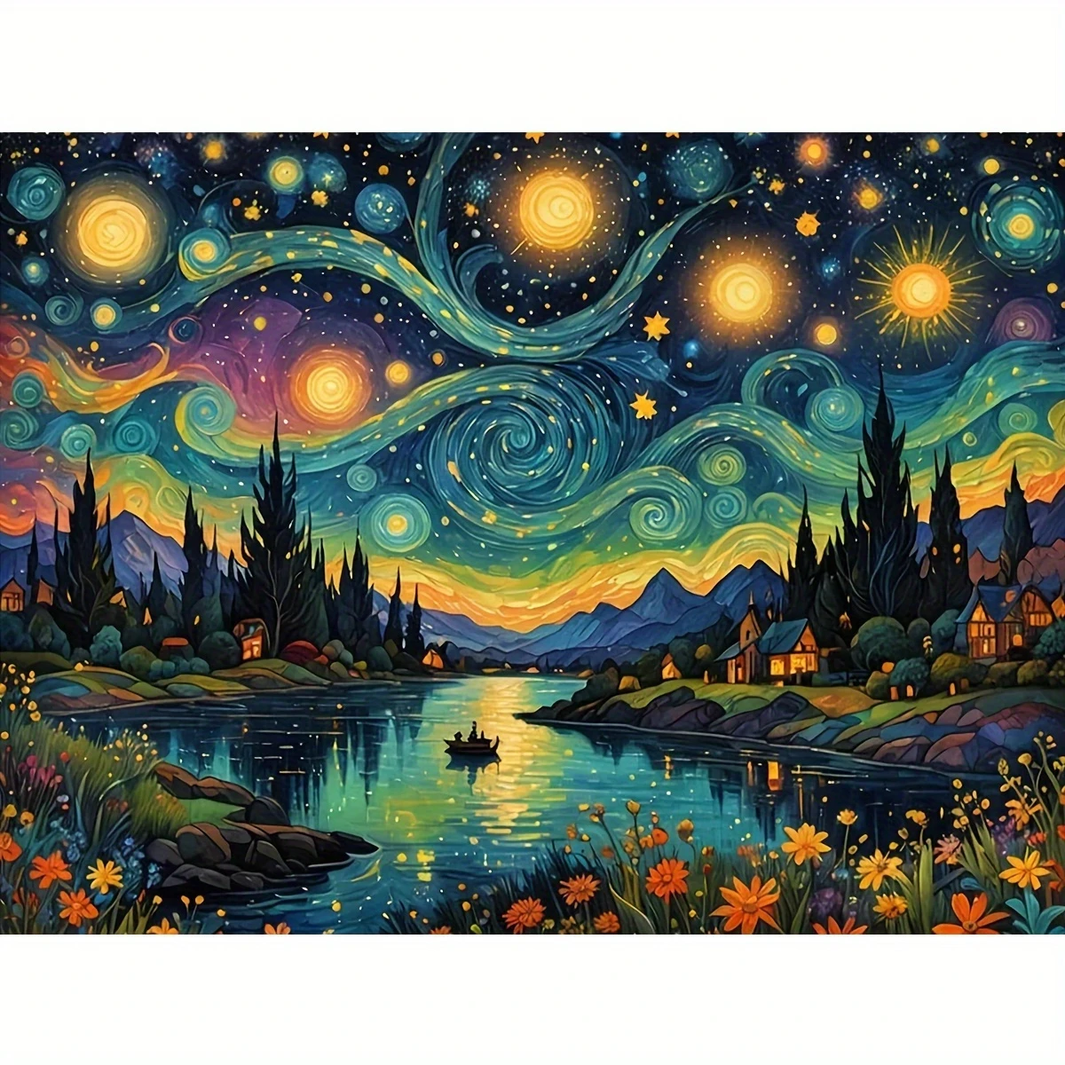 

Starry Night Lake Scenery 500/1000/1200/2000 PCS Jigsaw Puzzles Family Activity Games DIY Puzzle for Living Room Home Decor Gift
