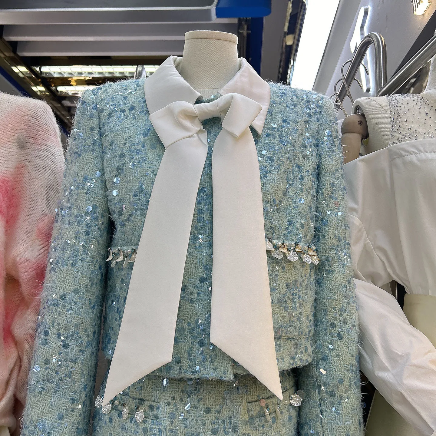 Women 2025 Early Autumn Unique Beautiful Sets High-end Sequin Beaded Diamond Small Fragrant Short Style Skirts Two-piece Sets