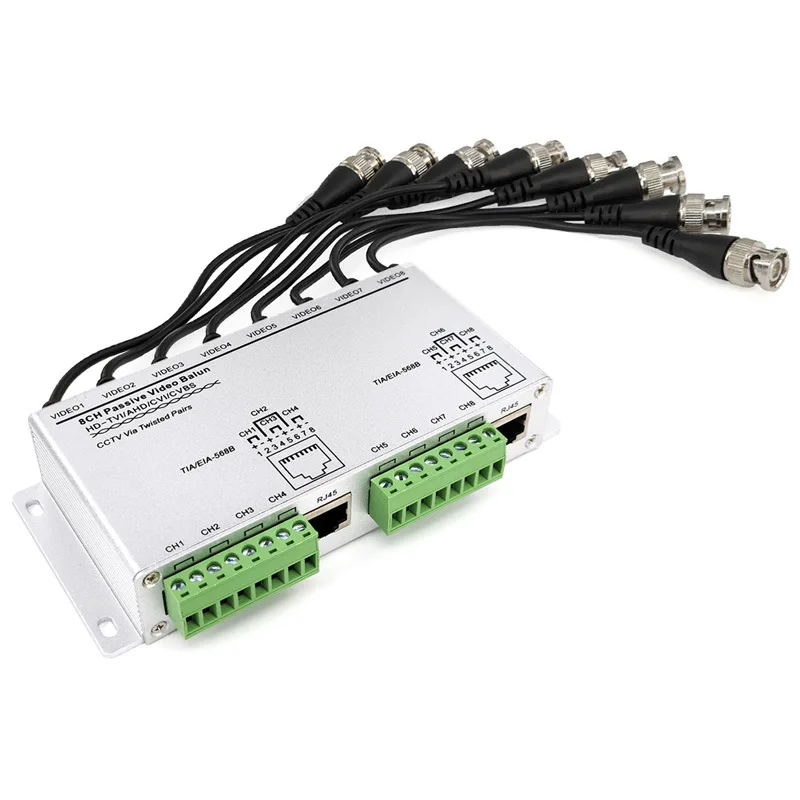 8CH HD CVI TVI AHD Passive Balun Transceiver 8Channels BNC to UTP Cat5/6 Adapter for CCTV Camera 720P 1080P DVR