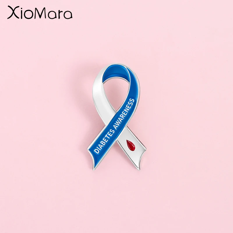 Diabetes Awareness Ribbon Enamel Pin Blue White Support Brooch Badges Accessories Gifts for Diabetes Community Members