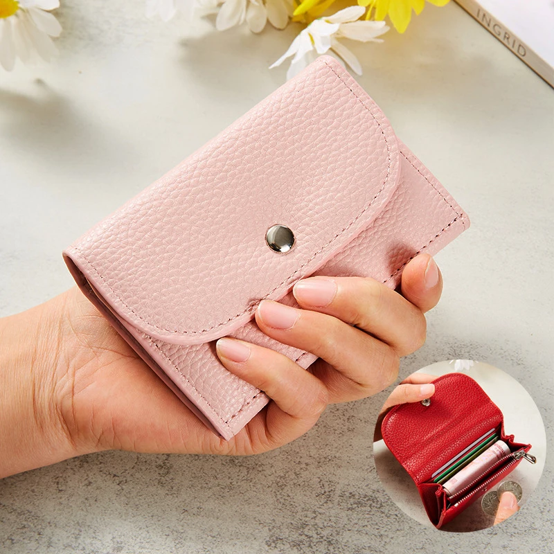 

Litchi Stria Simple Coin Purse PU Leather Ultra-thin Card Holder Mini Zipper Hasp Change Bag For Men Women Short Wallet Card Bag