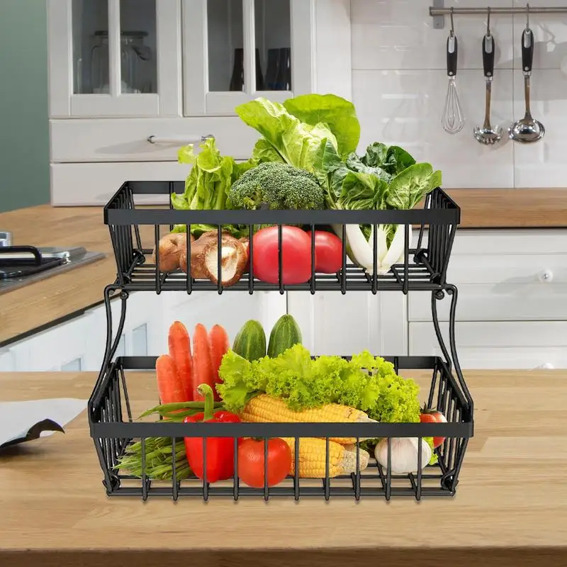 

Fruit Vegetable Storage Basket Fruit Rack Fruit Basket Produce Basket Fruit Holder Vegetable Basket Metal Wire Storage Organizer