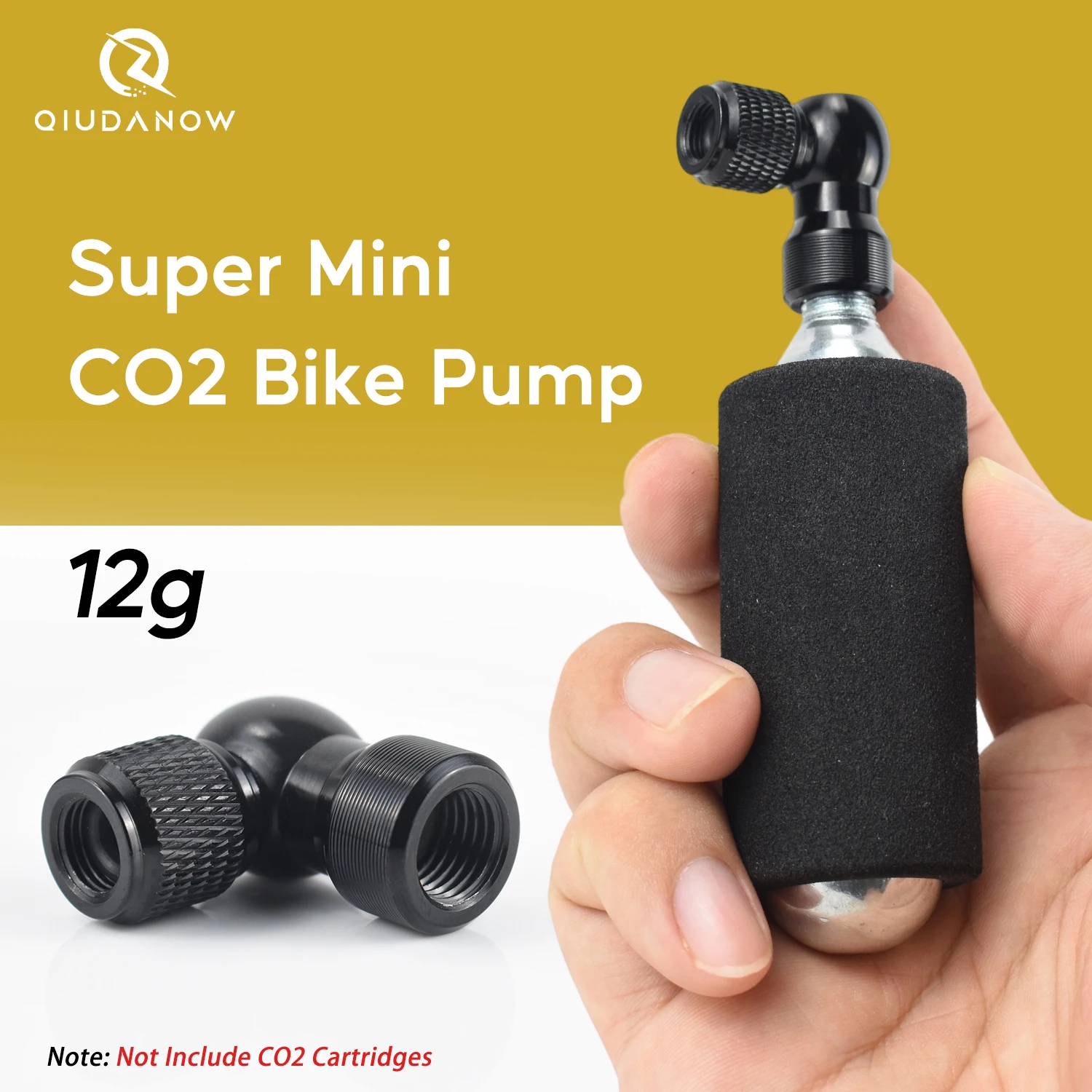 

Qiudanow Aluminum alloy mini CO2 bike pump tire inflator for Presta & Schrader valve for MTB/Road Bkie Tires Insulated Sleeve