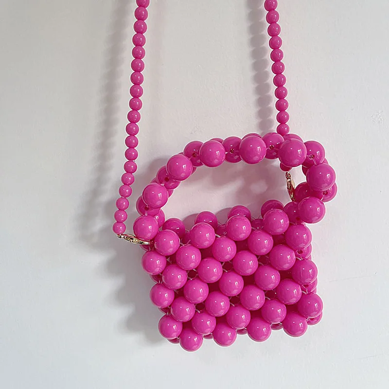 Bolso de hombro con cuentas para niños, Mini monedero de Color caramelo, accesorios de princesa, bandolera