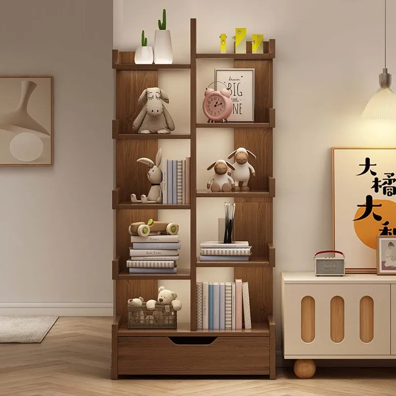 Living room wall integrated cabinet display shelf, household simple student bookcase display shelf