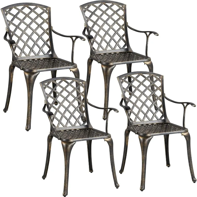 

Уличные обеденные стулья для патио с подлокотниками, алюминиевые стулья для бистро, всепогодные металлические стулья для сада, лужайки, крыльца, Backy