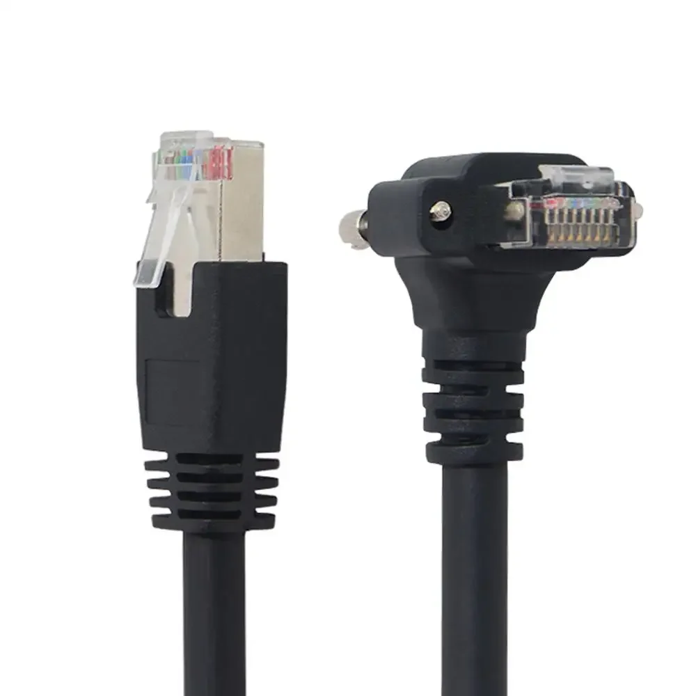 1-20M Ethernet Cable Up Angled RJ45 Vision Flexible Patch Cable Wear Resisting Screw Lock Cat6 for GigE CCD Data-High Flex Tray